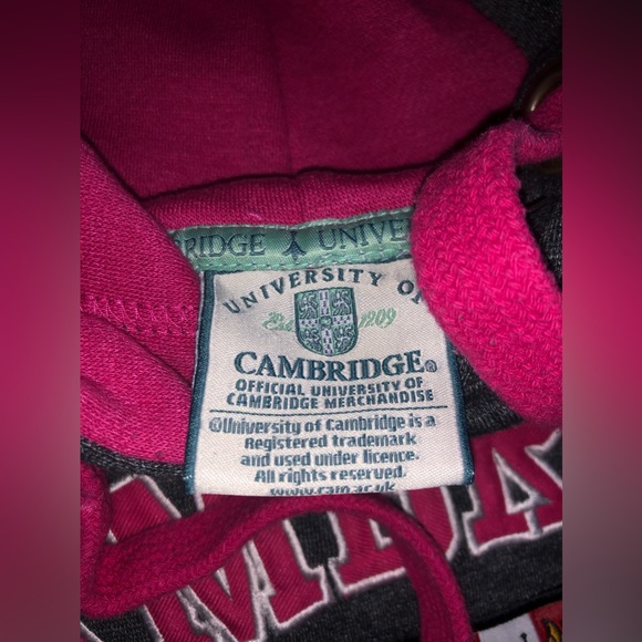Women’s Cambridge University Gray/Hot Pink Hoodie - S - Picture 5 of 8